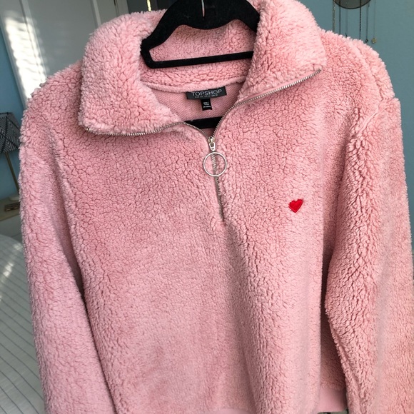 borg heart quarter zip pullover